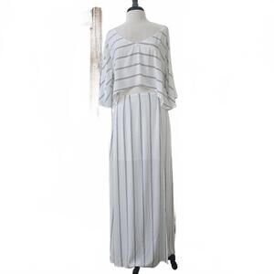 VICI - Set! White and Black Striped Women's Maxi Skirt with Flowing Top